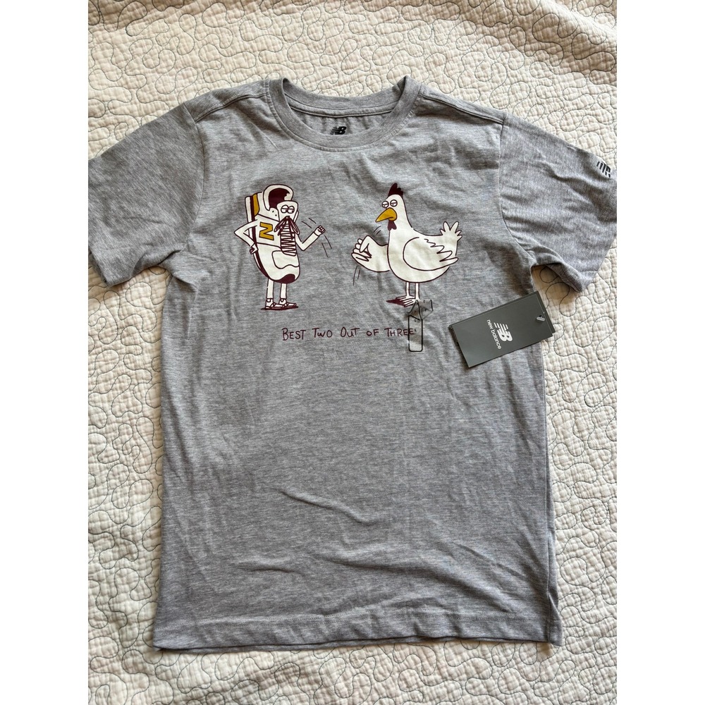 New Balance Kids Grey Graphic Tee Best Two Out of Three Sneaker Chicken L 14/16